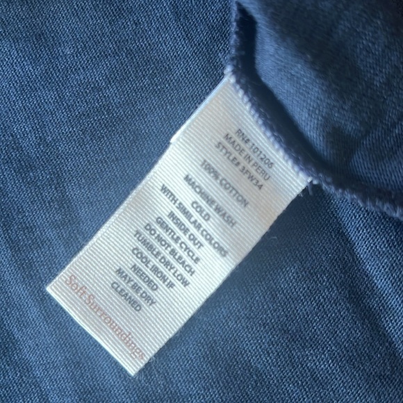 NWT Soft Surroundings Parisian Poet 3/4 Sleeve Top Navy Blue - Picture 8 of 8